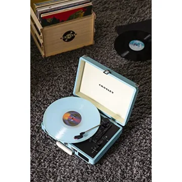 Crosley CR8005F-TU Cruiser Plus Vintage 3-Speed Bluetooth in/Out Suitcase Vinyl Record Player Turntable, Turquoise/White
