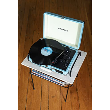 Crosley CR8005F-TU Cruiser Plus Vintage 3-Speed Bluetooth in/Out Suitcase Vinyl Record Player Turntable, Turquoise/White