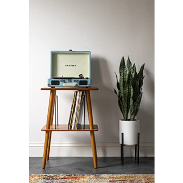 Crosley CR8005F-TU Cruiser Plus Vintage 3-Speed Bluetooth in/Out Suitcase Vinyl Record Player Turntable, Turquoise/White