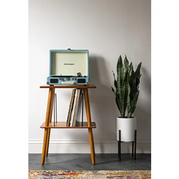 Crosley CR8005F-TU Cruiser Plus Vintage 3-Speed Bluetooth in/Out Suitcase Vinyl Record Player Turntable, Turquoise/White