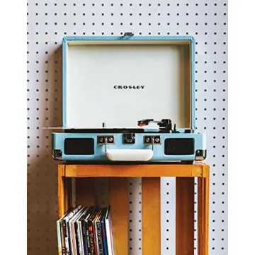 Crosley CR8005F-TU Cruiser Plus Vintage 3-Speed Bluetooth in/Out Suitcase Vinyl Record Player Turntable, Turquoise/White