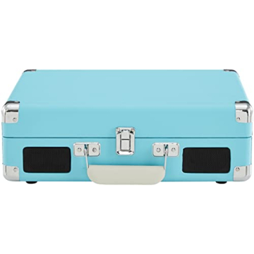 Crosley CR8005F-TU Cruiser Plus Vintage 3-Speed Bluetooth in/Out Suitcase Vinyl Record Player Turntable, Turquoise/White