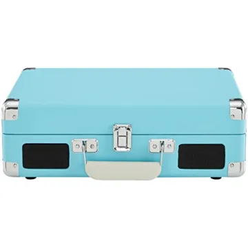 Crosley CR8005F-TU Cruiser Plus Vintage 3-Speed Bluetooth in/Out Suitcase Vinyl Record Player Turntable, Turquoise/White