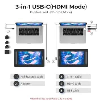 XP-PEN Artist12 2nd Drawing Tablet with Screen with XP-PEN 3 in 1 Cable for Artist 12 (2nd Gen)