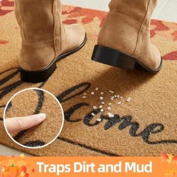 TYUU Fall Door Mat Autumn Welcome Mat for Front Door