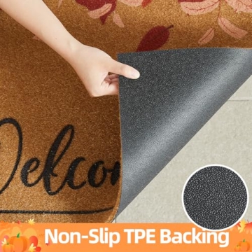 TYUU Fall Door Mat Autumn Welcome Mat for Front Door