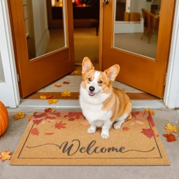 TYUU Fall Door Mat Autumn Welcome Mat for Front Door