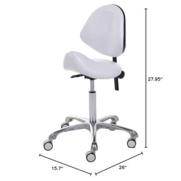 FRNIAMC Ergonomic Saddle Stool Rolling Adjustable, Hydraulic Heavy-Duty (350 lbs) Stool Chair for De...