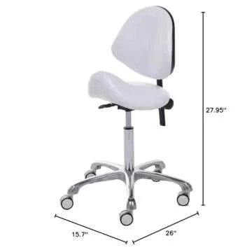 FRNIAMC Ergonomic Saddle Stool Rolling Adjustable, Hydraulic Heavy-Duty (350 lbs) Stool Chair for De...