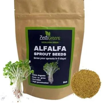 Premium Sprouts Growing Kit & Green Onion Regrower with 2 Mason Jars & Superior Sprout lids, Premium USA Alfalfa Seeds and Premium Mung Bean Sprouting Seeds