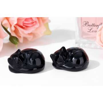 QINJIEJIE Cute Black Obsidian Cat Decor - Perfect Gift!