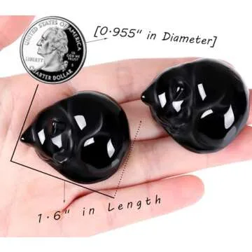 QINJIEJIE Cute Black Obsidian Cat Decor - Perfect Gift!
