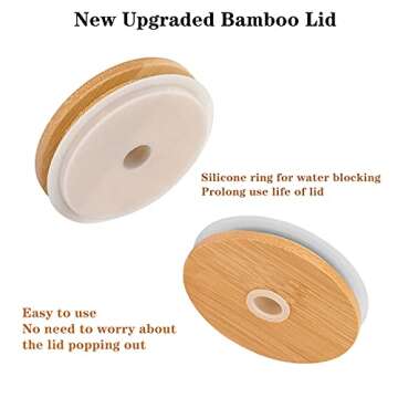 ANOTION Mason Jar Drinking Glasses with Lid and Straw, 24oz Wide Mouth Cup Reusable Tumbler Smoothie Water Bottles for Travel Office Home Iced Coffee Margaritas Ice Cream Juice Cocktail Set of 2