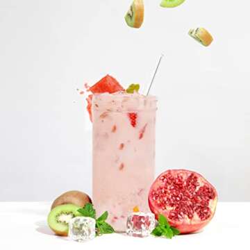 ANOTION Mason Jar Drinking Glasses with Lid and Straw, 24oz Wide Mouth Cup Reusable Tumbler Smoothie Water Bottles for Travel Office Home Iced Coffee Margaritas Ice Cream Juice Cocktail Set of 2