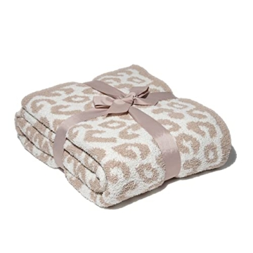 Luxury Wild Leopard Throw Blanket - Super Soft Cozy Cable Knitted Throw Blanket, Plush Polyester Bla...
