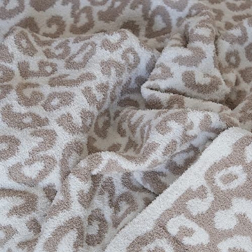 Luxury Wild Leopard Throw Blanket - Super Soft Cozy Cable Knitted Throw Blanket, Plush Polyester Blanket, Reversible Chic Blankets, Sweet Dreams Design for Bed, Sofa, Chair, Couch, Travel (Beige)