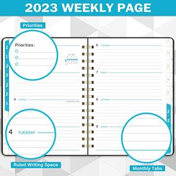 2023 Planner with Tabs - Weekly & Monthly Organizer