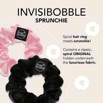 invisibobble Sprunchie Spiral Hair Ring - True Black and Prima Ballerina- 2 Pack- Scrunchie Stylish ...