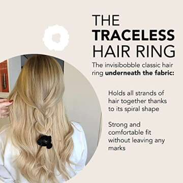 invisibobble Sprunchie Spiral Hair Ring - True Black and Prima Ballerina- 2 Pack- Scrunchie Stylish Bracelet, Strong Elastic Grip Coil Accessories for Women - Gentle for Girls Teens and Thick Hair