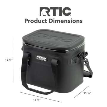 RTIC Soft Cooler 30 Can, Insulated Bag Portable Ice Chest Box for Lunch, Beach, Drink, Beverage, Travel, Camping, Picnic, Car, Trips, Floating Cooler Leak-Proof with Zipper, Black