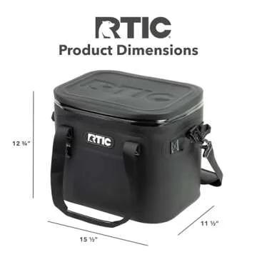 RTIC Soft Cooler 30 Can, Insulated Bag Portable Ice Chest Box for Lunch, Beach, Drink, Beverage, Travel, Camping, Picnic, Car, Trips, Floating Cooler Leak-Proof with Zipper, Black