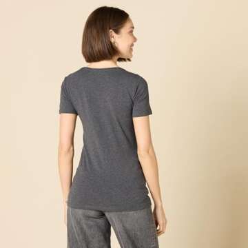 Amazon Essentials Women's Classic-Fit Short-Sleeve Crewneck T-Shirt, Pack of 2, Charcoal Heather, Large