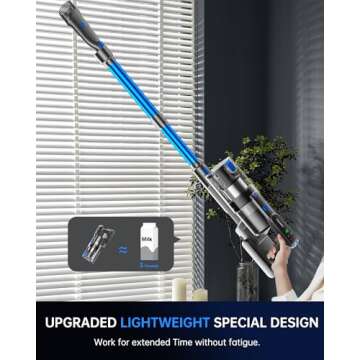 FABULETTA Cordless Vacuum Cleaner, Vacuum Cleaner for Home Lightweight Cordless Vacuum Cleaner with 45Min Runtime, Anti-Tangle 1.5L Dust Cup Vacuum Cleaner for Home Hard Floor