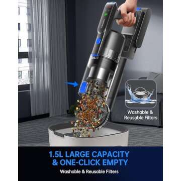 FABULETTA Cordless Vacuum Cleaner, Vacuum Cleaner for Home Lightweight Cordless Vacuum Cleaner with 45Min Runtime, Anti-Tangle 1.5L Dust Cup Vacuum Cleaner for Home Hard Floor