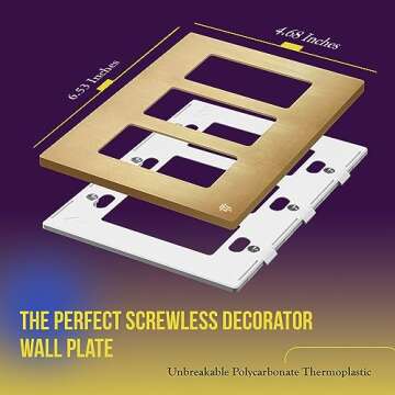 ENERLITES Elite Series Screwless Decorator Wall Plate Child Safe Outlet Cover, Gloss Finish, Size 3-...