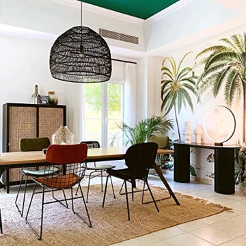 OUHLNM Bamboo Wicker Chandelier for Vintage Decor