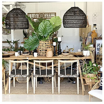 OUHLNM Bamboo Wicker Chandelier for Vintage Decor