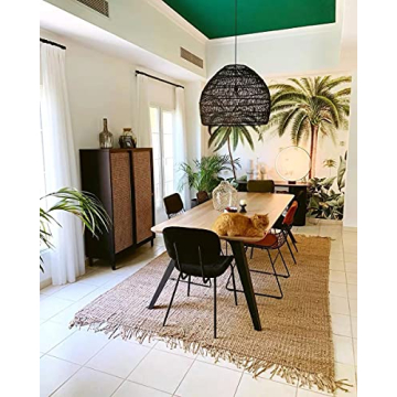 OUHLNM Bamboo Wicker Chandelier for Vintage Decor