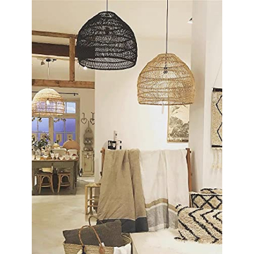 OUHLNM Bamboo Wicker Chandelier for Vintage Decor