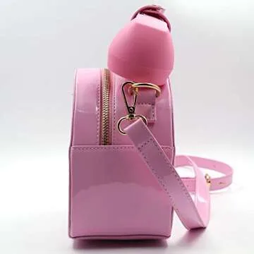 QiMing Retro dial telephone Crossbody Shoulder Bag,Pu Movable microphone Purse for Women(Pink)