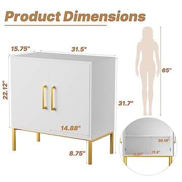 LYNSOM Storage Cabinet with Doors, Free Standing Living Room Cabinet, Modern Wood Buffet Sideboard f...