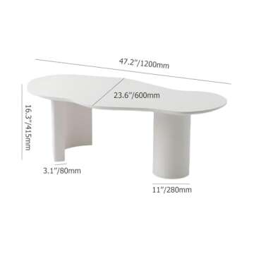 homary 47" Modern White Coffee Table - Unique Cloud Shape Design for Living Room