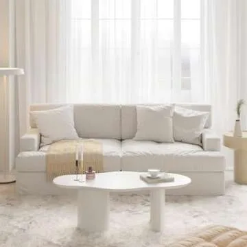 homary 47" Modern White Coffee Table - Cloud Shape
