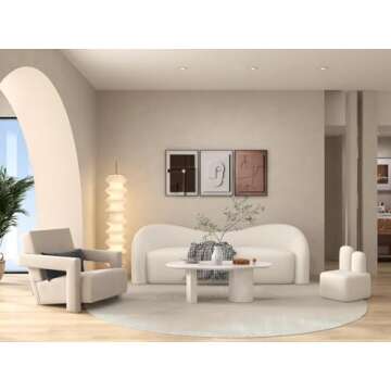 homary 47" Modern White Coffee Table - Cloud Shape