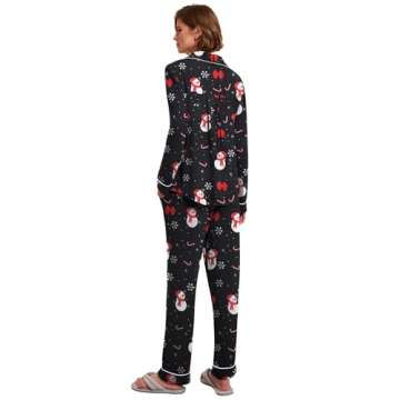 Ekouaer Womens Pj Set Long Sleeve Cotton Pajamas 2 Piece Loungewear Set Comfy Winter Nightwear Christmas (Christmas Pattern2,Small)