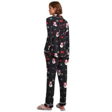 Ekouaer Womens Pj Set Long Sleeve Cotton Pajamas 2 Piece Loungewear Set Comfy Winter Nightwear Christmas (Christmas Pattern2,Small)