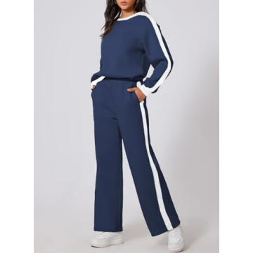 Trendy Herseas Women 2 Piece Blue Sweatsuit for Travel