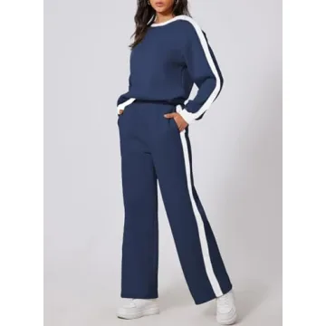 Trendy Herseas Women 2 Piece Blue Sweatsuit for Travel