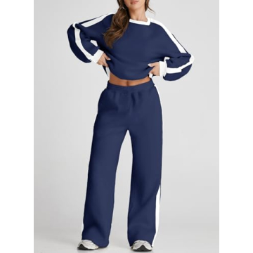Trendy Herseas Women 2 Piece Blue Sweatsuit for Travel