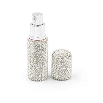 Bestbling Rhinestone Empty Portable spray bottle, cosmetic Perfume spray bottle spray essential oil bottle glass perfume bottle 10ML (Silver)