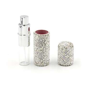 Bestbling Rhinestone Empty Portable spray bottle, cosmetic Perfume spray bottle spray essential oil bottle glass perfume bottle 10ML (Silver)