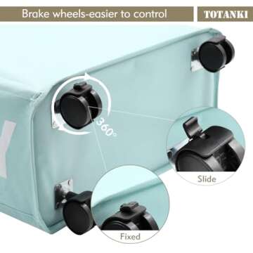 TOTANKI 25" Rolling Slim Laundry Basket on Wheels, Foldable Laundry Hamper with Handle, Collapsible Laundry Sorter and Organizer, Tall Storage Basket Bin (Light Blue)