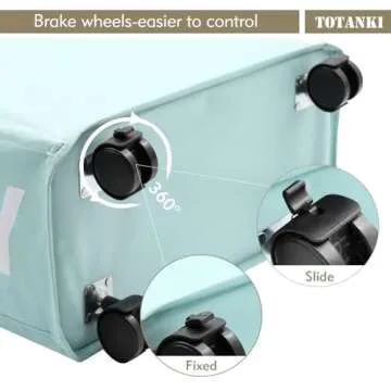 TOTANKI 25" Rolling Slim Laundry Basket on Wheels, Foldable Laundry Hamper with Handle, Collapsible Laundry Sorter and Organizer, Tall Storage Basket Bin (Light Blue)