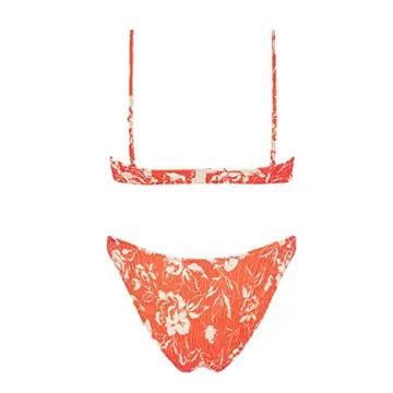 VOLAFA Women's Smocked Triangle Bikini Set for Stylish Summer Swimwear