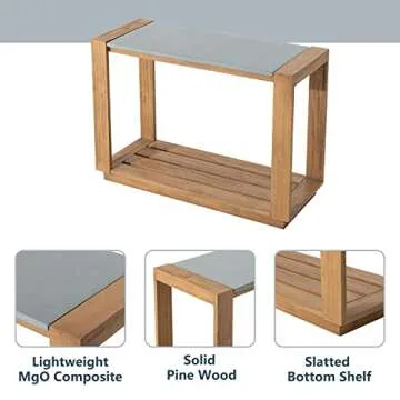 COSIEST Outdoor Bar Table with Walnut Legs for Patio