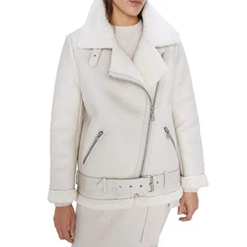 Stylish Faux Shearing Moto Jacket for Women - Winter Coat